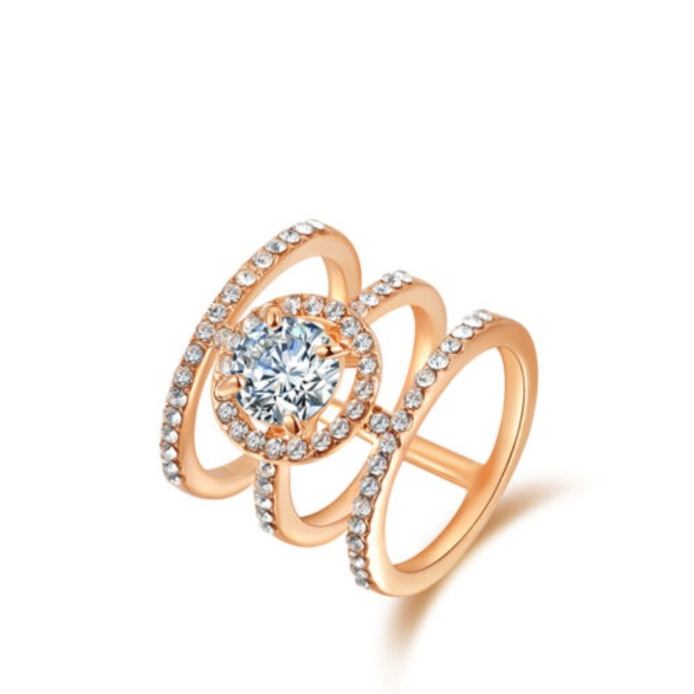 18K ROSE GOLD VERMEIL Open CZ Knuckle Ring